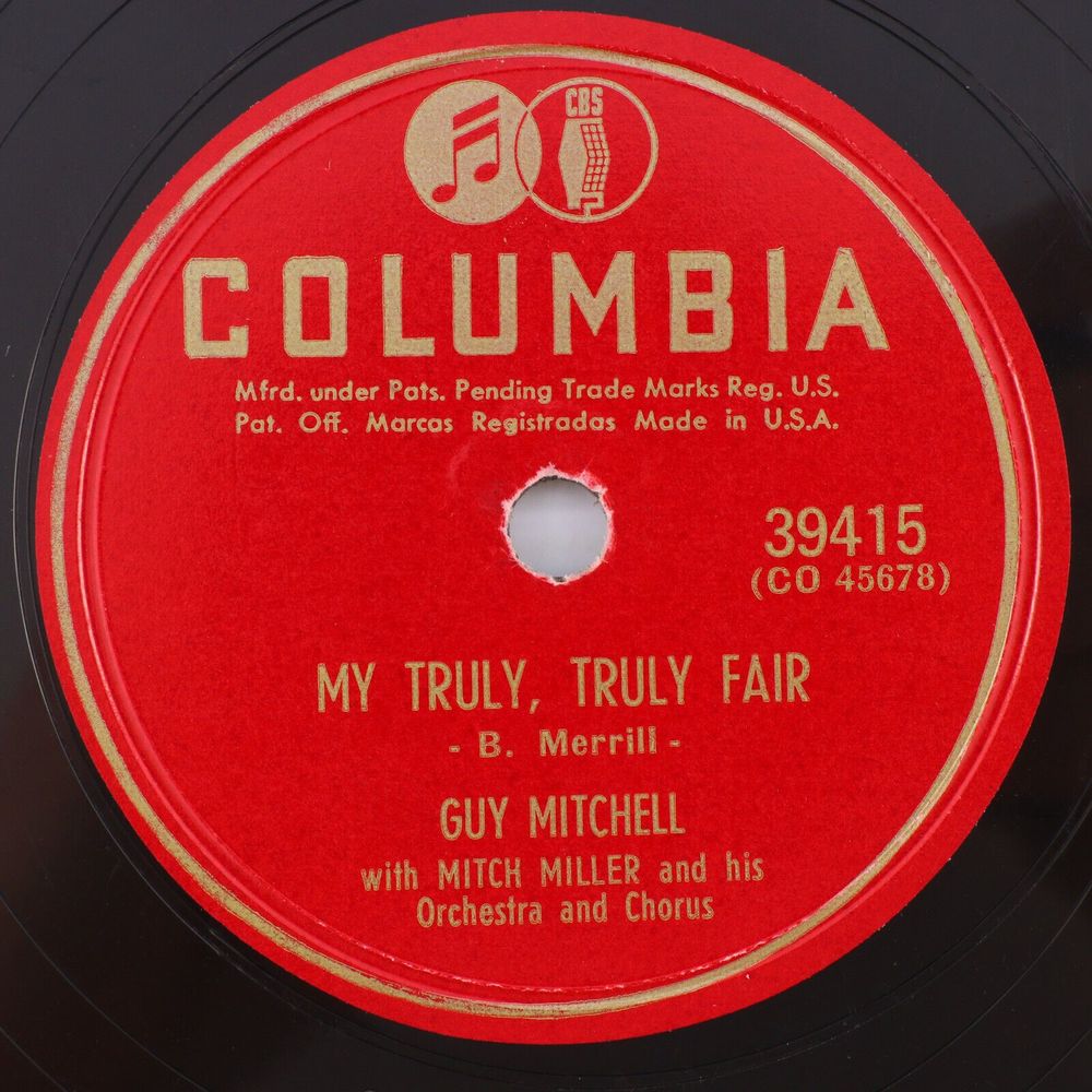 Guy Mitchell -My Truly, Truly Fair/ Who Knows Love 1951 10" 78 rpm Record 39415